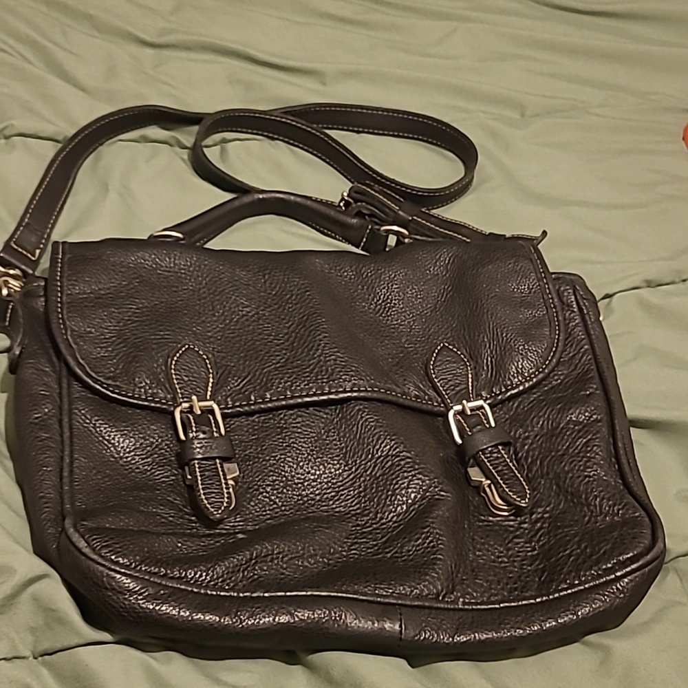 Roots Black Leather Satchel